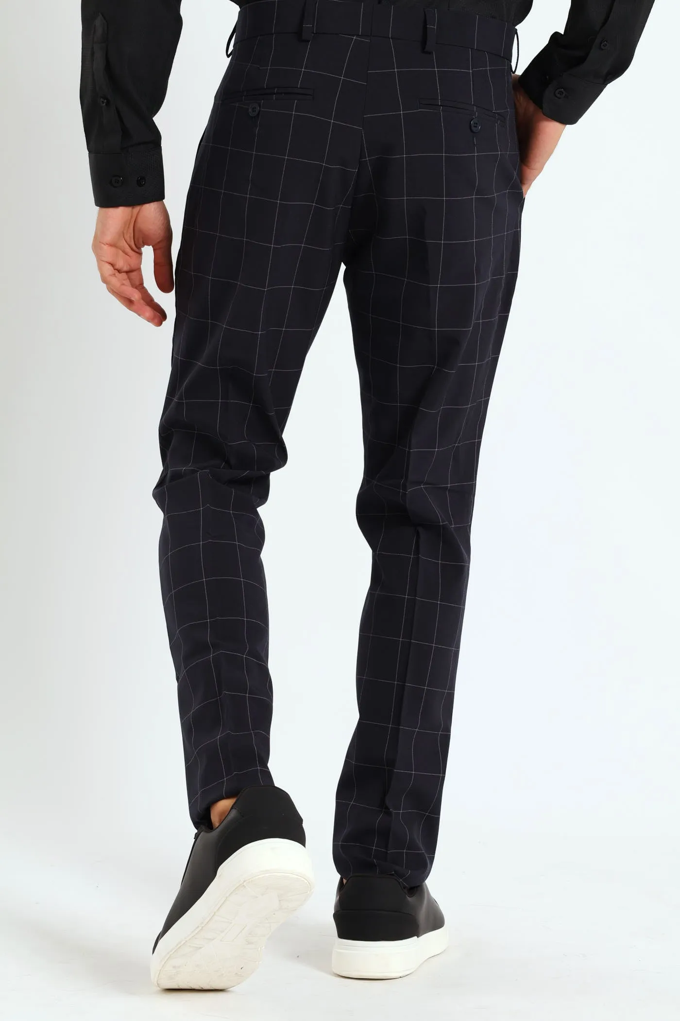 Window Pane Trousers - Navy