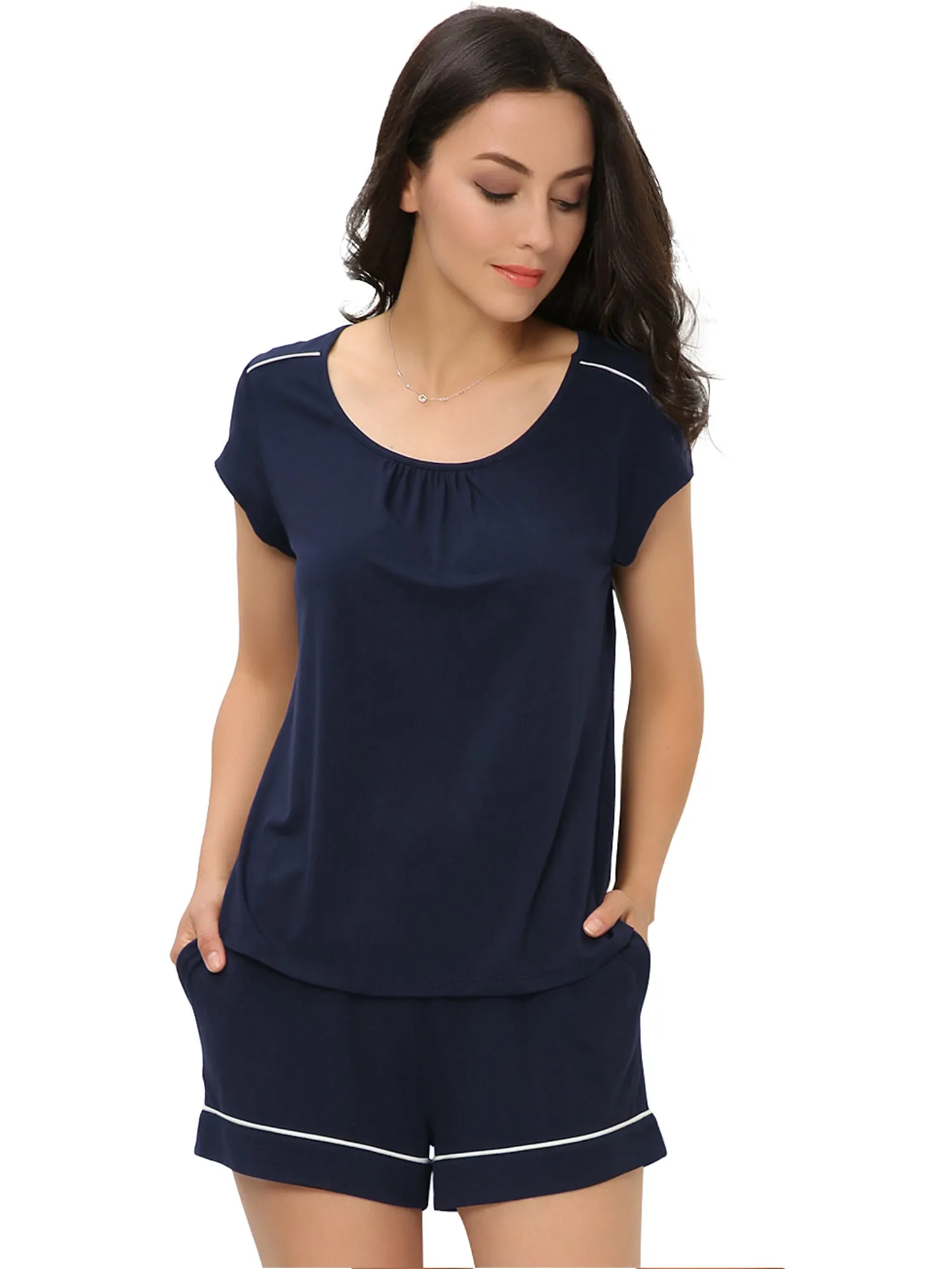 WiWi Womens Short Pajamas Set Bamboo Pjs