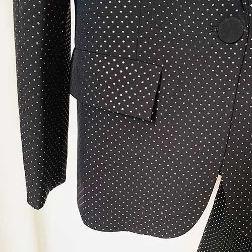 Women Black Bling Bling Bra  Blazer   Flare Trousers 3 Pieces Suit