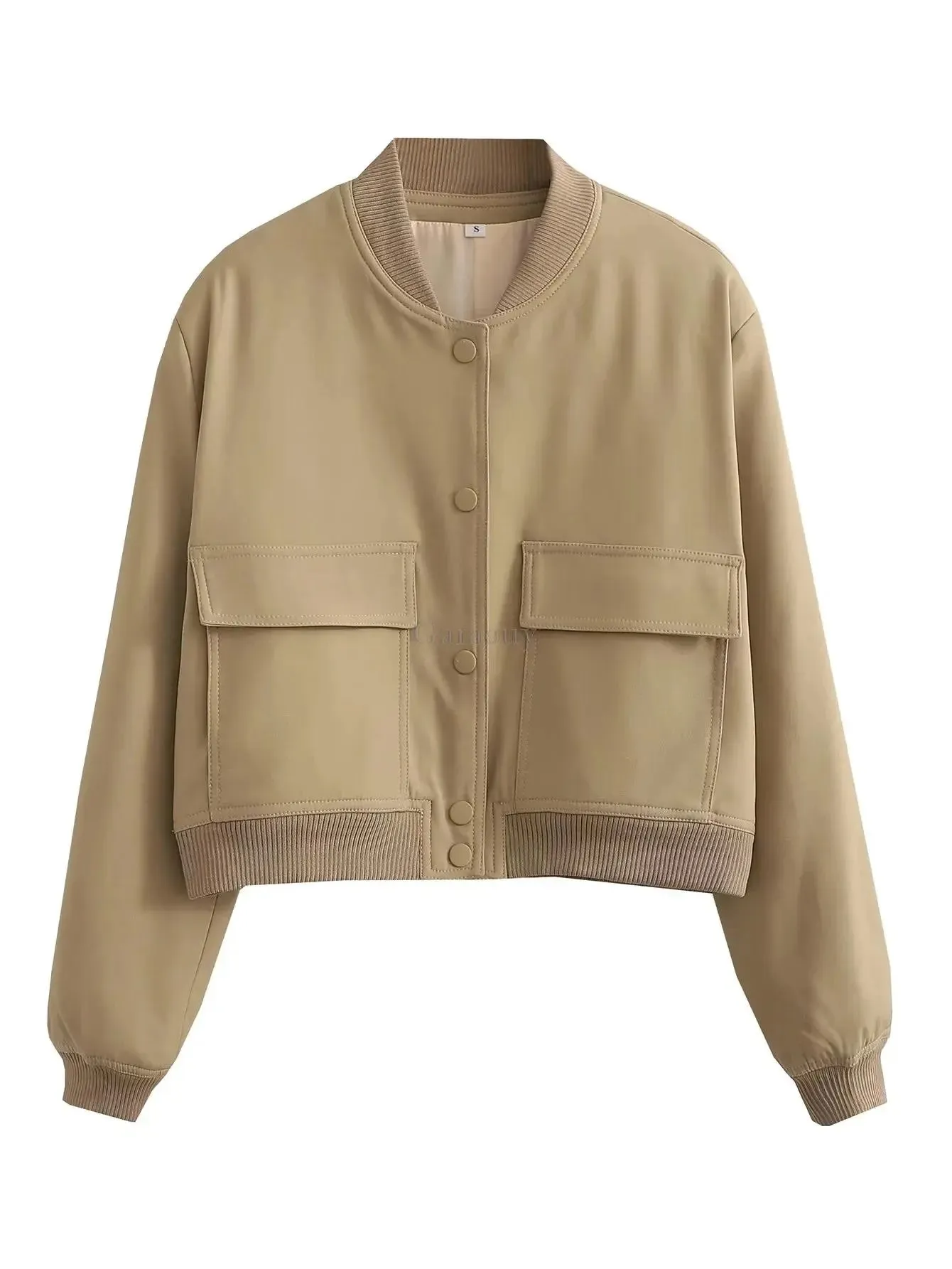 Women Large Pocket Pilot Jacket Female Loose Single Breasted Coats