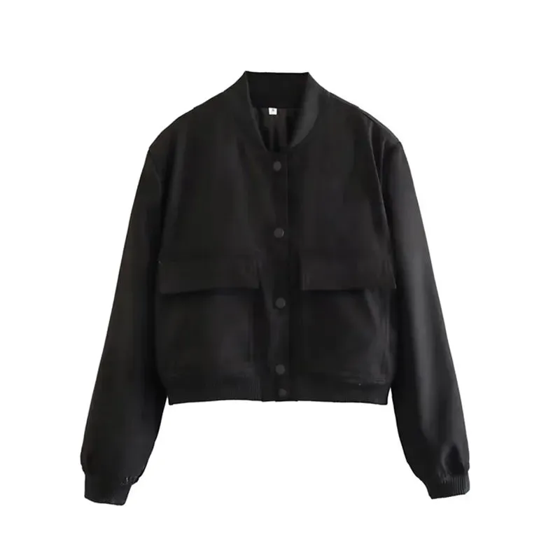 Women Large Pocket Pilot Jacket Female Loose Single Breasted Coats