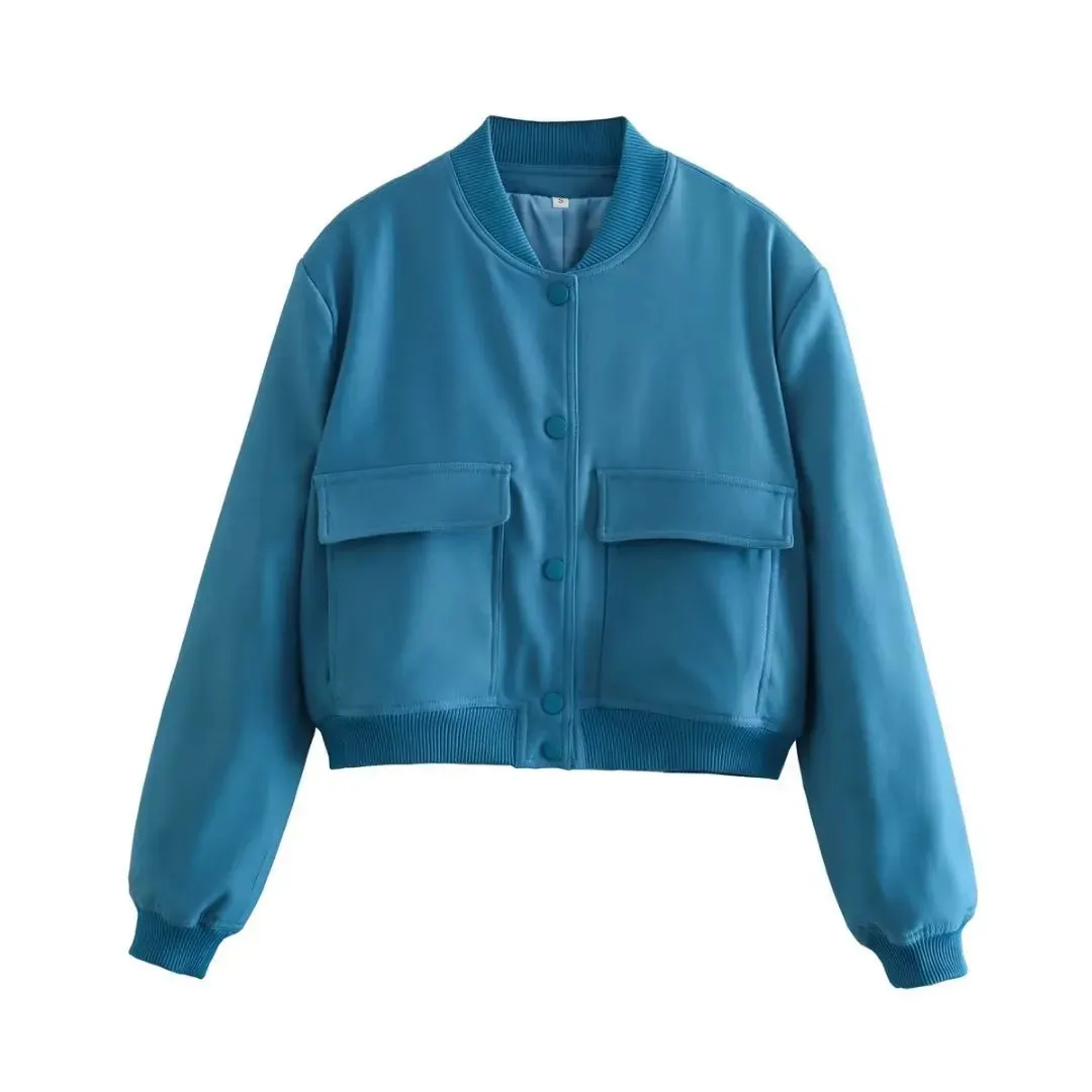 Women Large Pocket Pilot Jacket Female Loose Single Breasted Coats