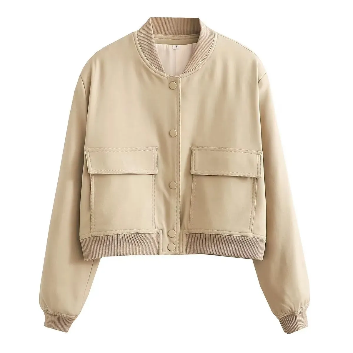 Women Large Pocket Pilot Jacket Female Loose Single Breasted Coats