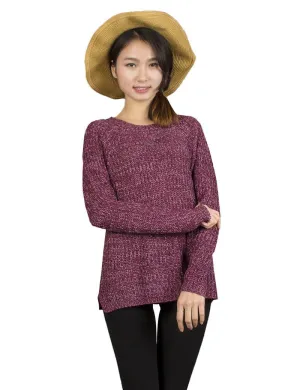 Women Mixed Color Wool Plus Size Oversized Loose Knitted Pullover Jumper Sweater O-Neck Long Sleeve Fashion Dress