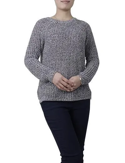 Women Mixed Color Wool Plus Size Oversized Loose Knitted Pullover Jumper Sweater O-Neck Long Sleeve Fashion Dress