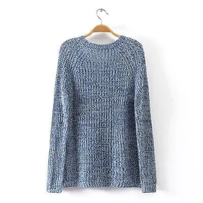 Women Mixed Color Wool Plus Size Oversized Loose Knitted Pullover Jumper Sweater O-Neck Long Sleeve Fashion Dress