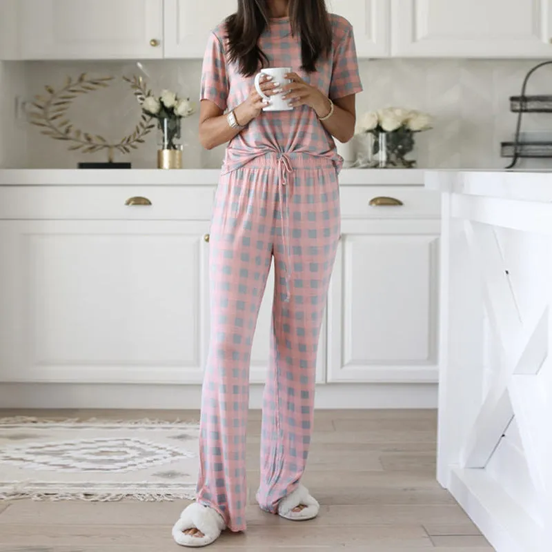 Women Printed Two-Piece Pajamas Suits