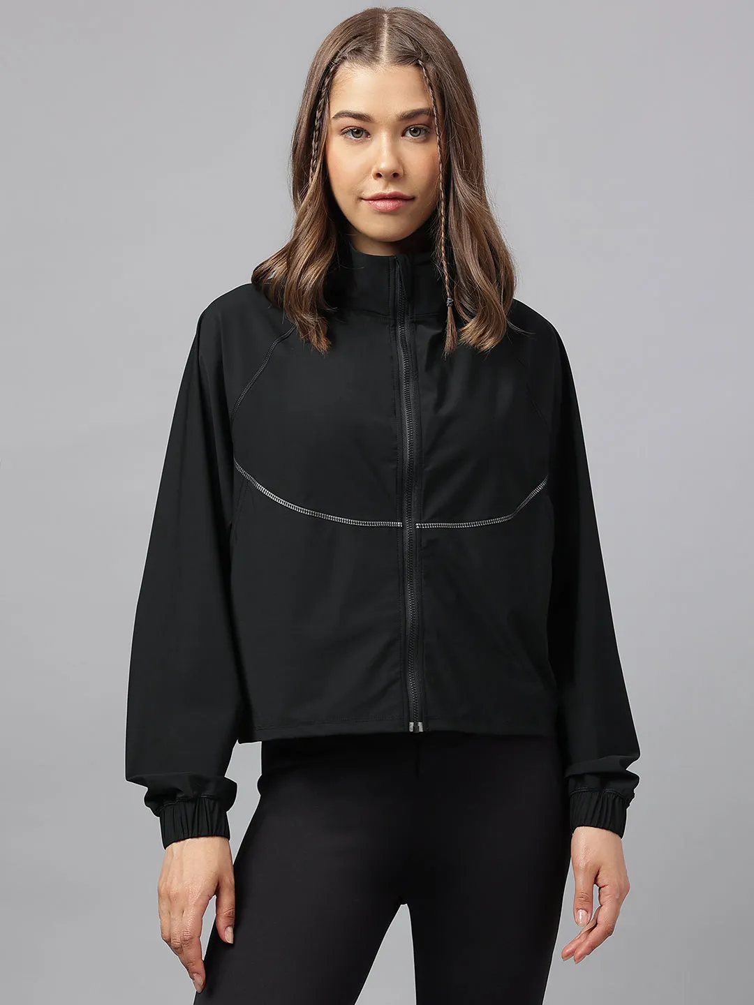 Women self design reflective detail sporty track jacket