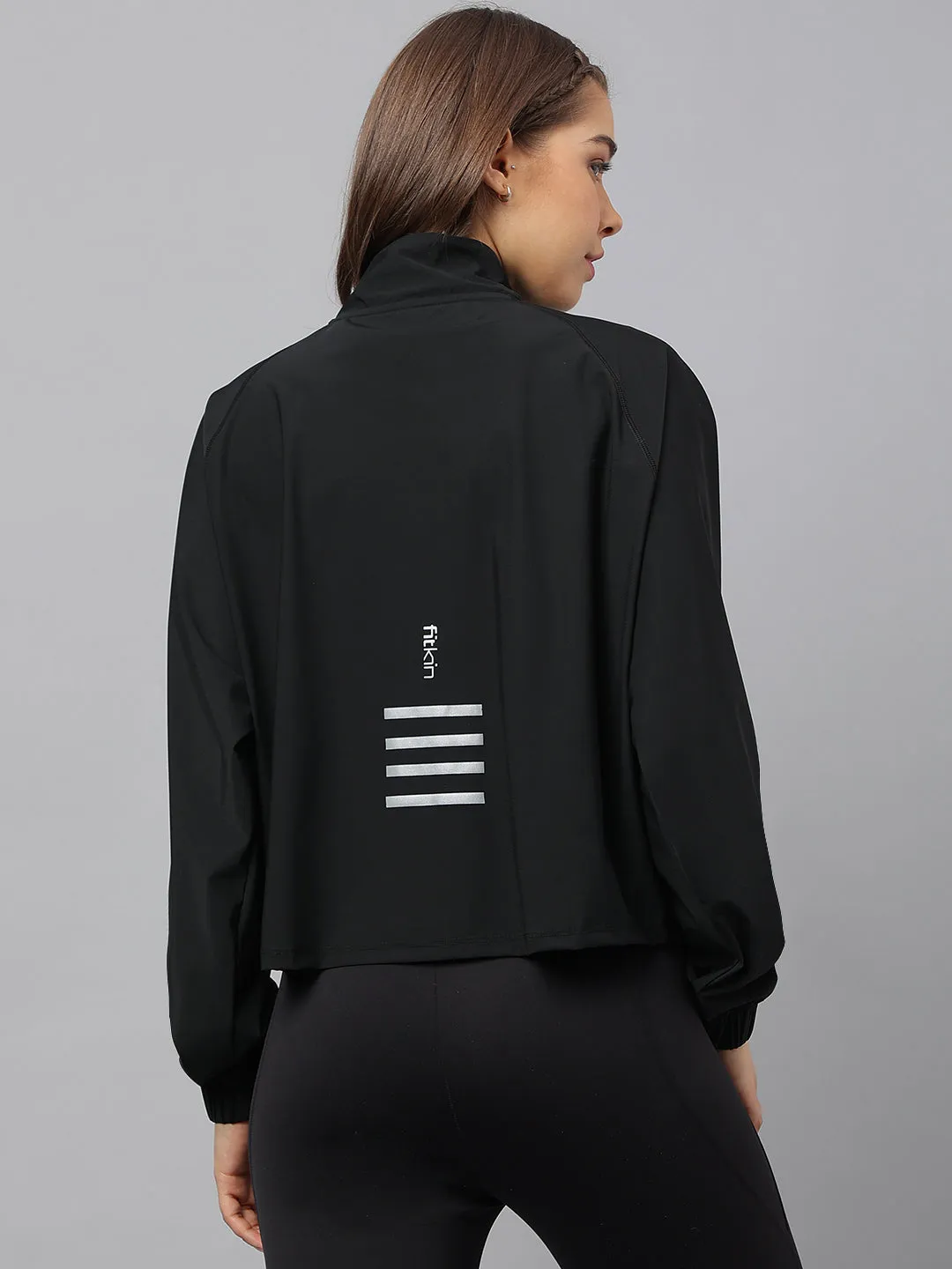 Women self design reflective detail sporty track jacket
