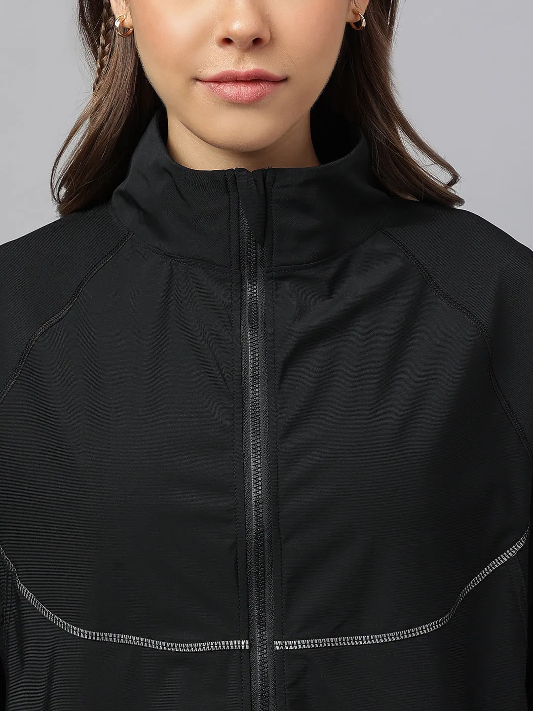 Women self design reflective detail sporty track jacket