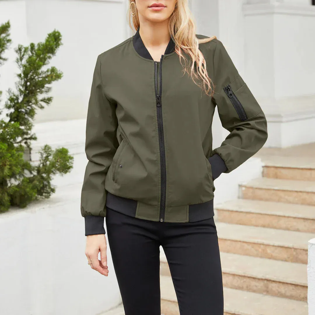 Women's Casual Bomber Jacket: Varcity Style