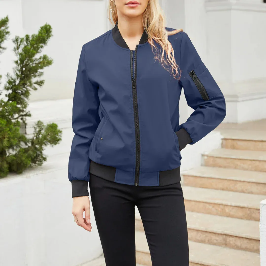 Women's Casual Bomber Jacket: Varcity Style