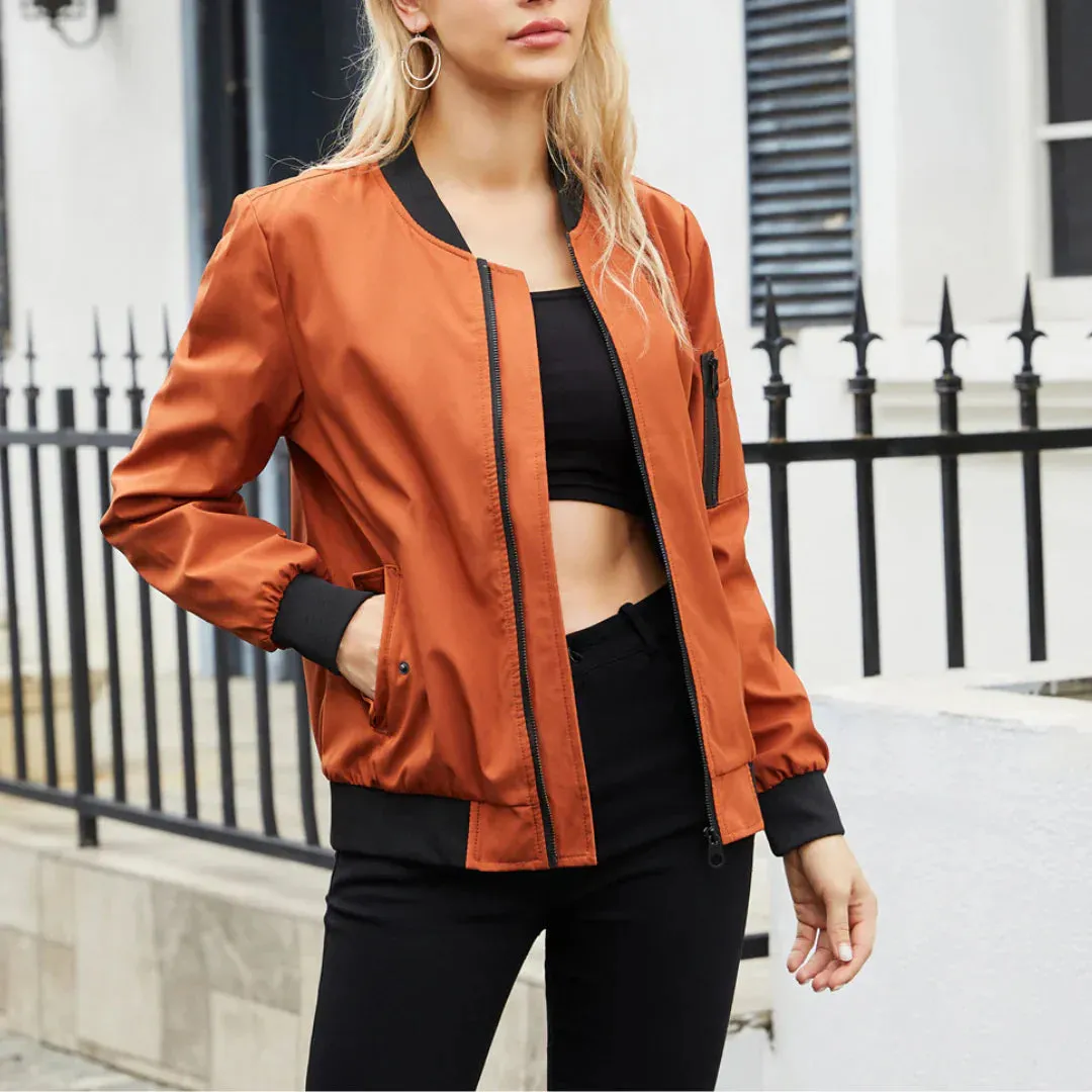 Women's Casual Bomber Jacket: Varcity Style
