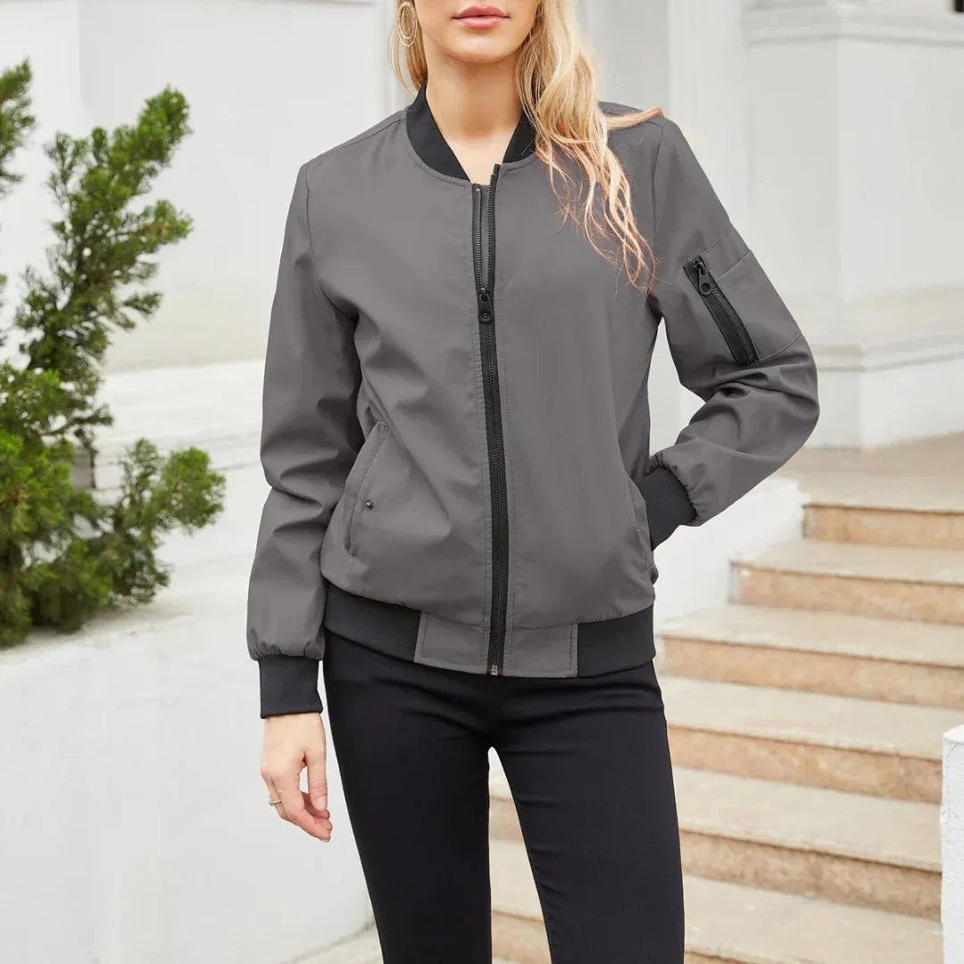 Women's Casual Bomber Jacket: Varcity Style