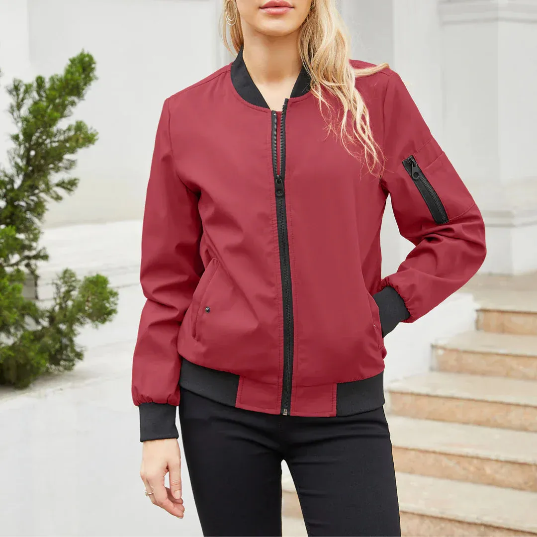Women's Casual Bomber Jacket: Varcity Style
