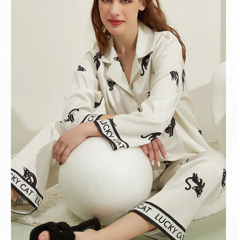 Women's Fashion Thread Ice Silk Pajamas Homewear Suit