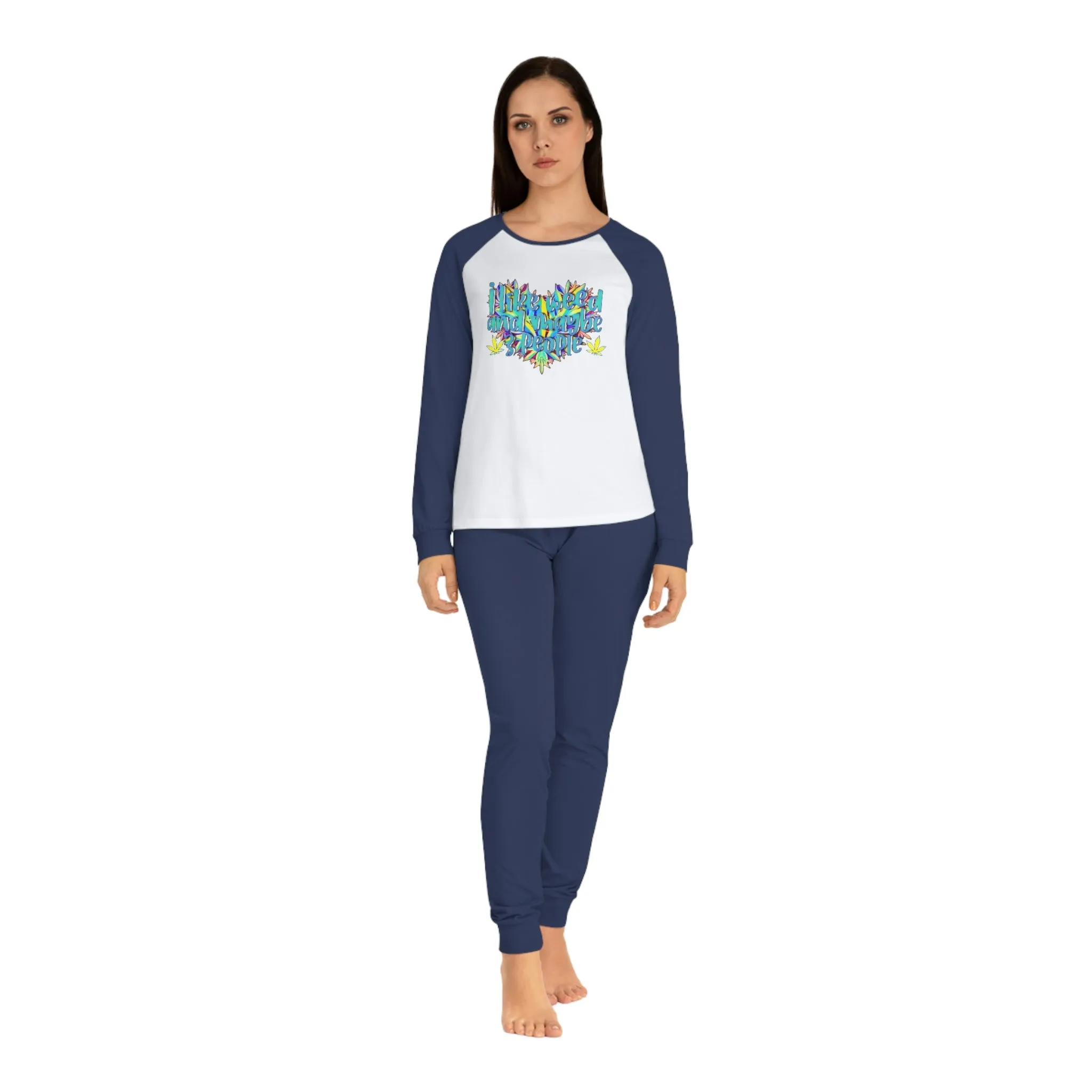 Women's I Like Weed Typographical Art Pajama Set
