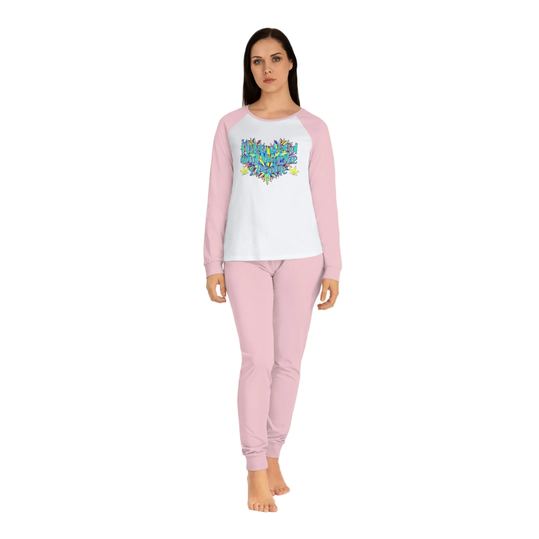Women's I Like Weed Typographical Art Pajama Set