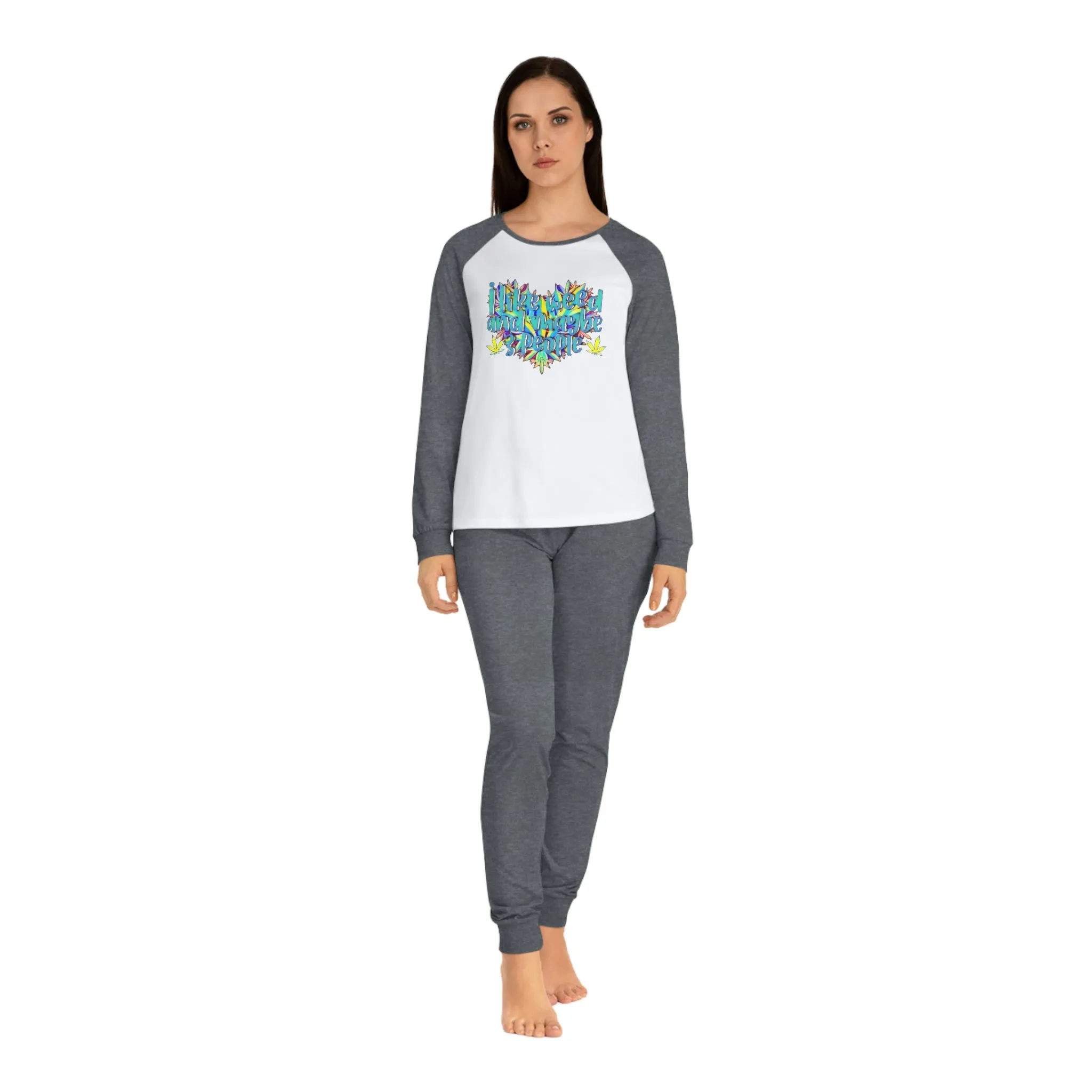 Women's I Like Weed Typographical Art Pajama Set