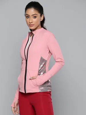 Women's Pink & Grey Snakeskin Print Training or Gym Sporty Jacket