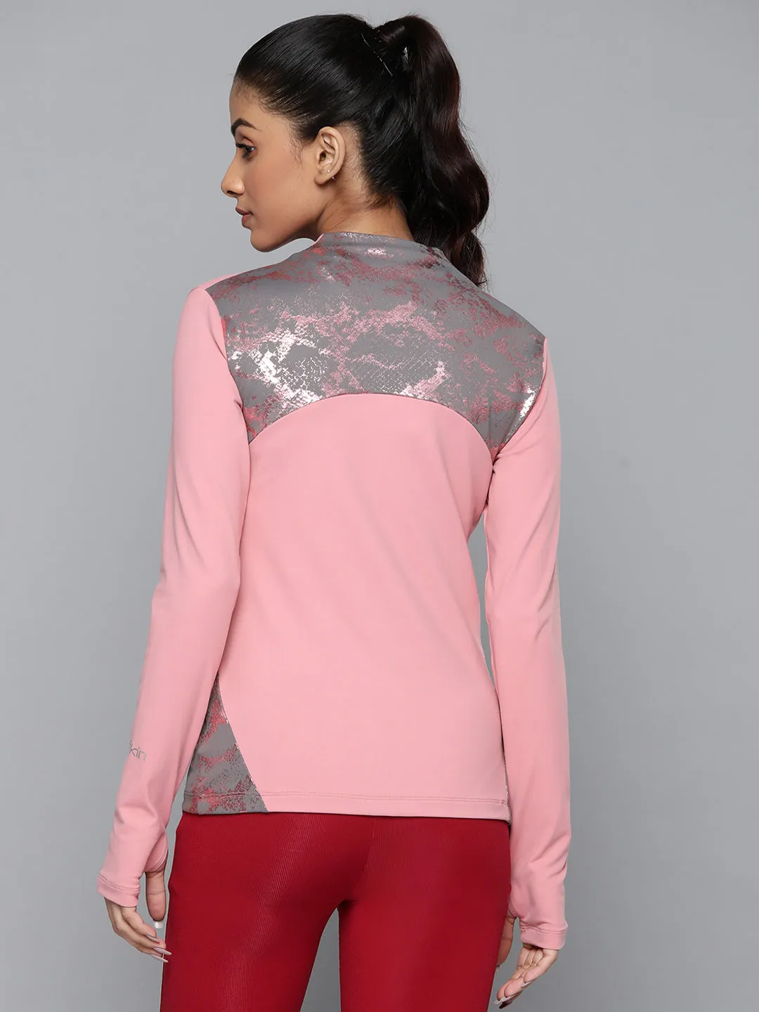 Women's Pink & Grey Snakeskin Print Training or Gym Sporty Jacket