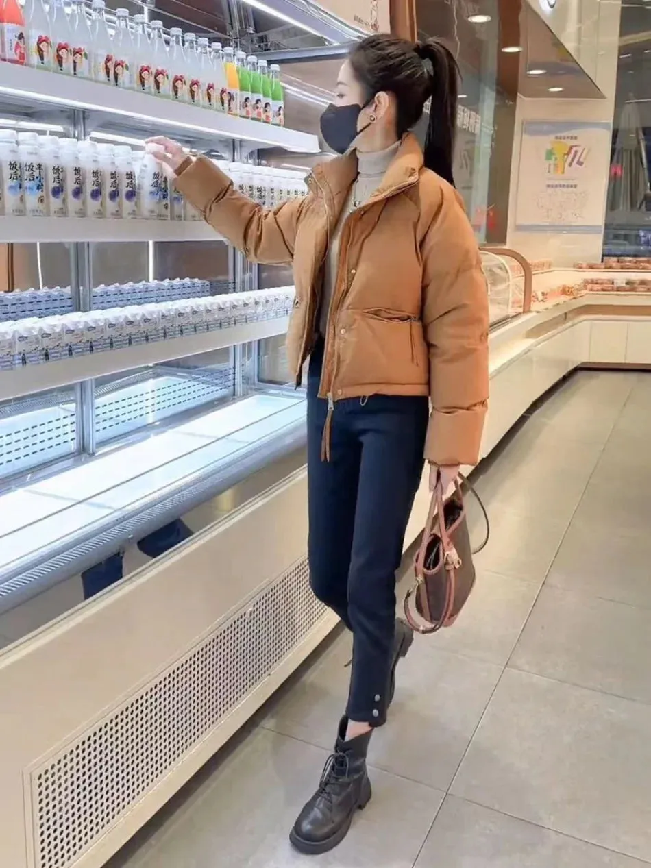 Women's Short Cotton-Padded Coat New Fashion Stand Collar Thick Winter Jacket