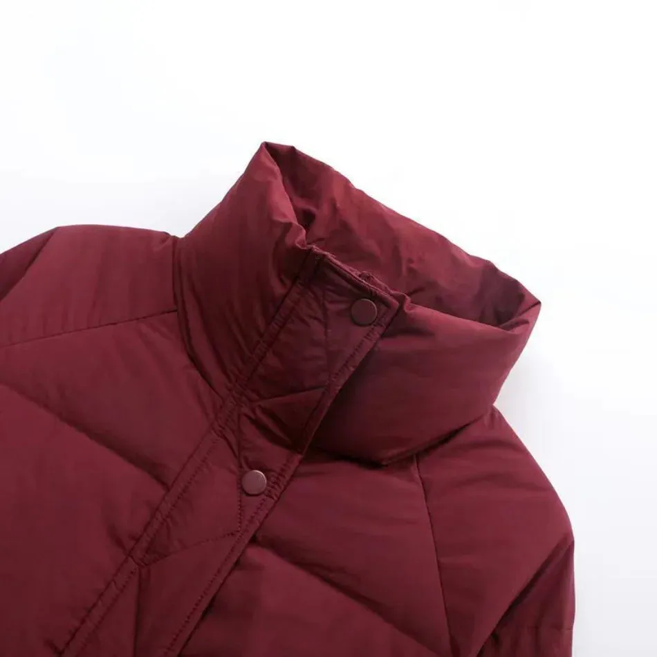 Women's Short Cotton-Padded Coat New Fashion Stand Collar Thick Winter Jacket