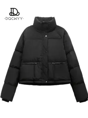 Women's Short Cotton-Padded Coat New Fashion Stand Collar Thick Winter Jacket