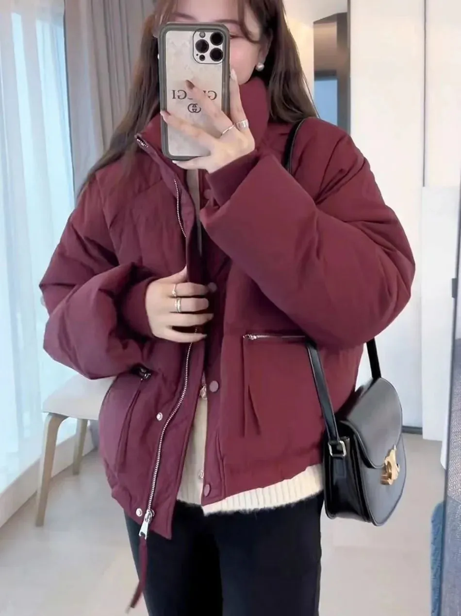Women's Short Cotton-Padded Coat New Fashion Stand Collar Thick Winter Jacket