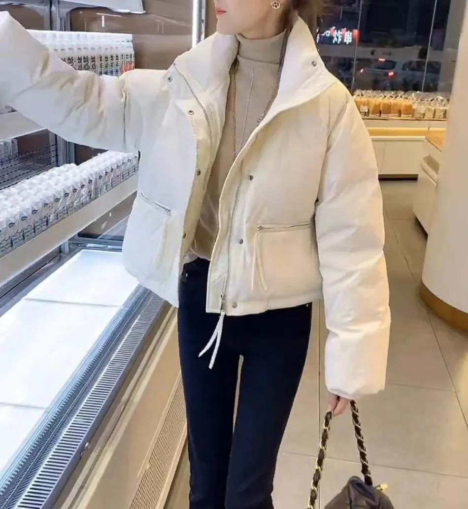 Women's Short Cotton-Padded Coat New Fashion Stand Collar Thick Winter Jacket