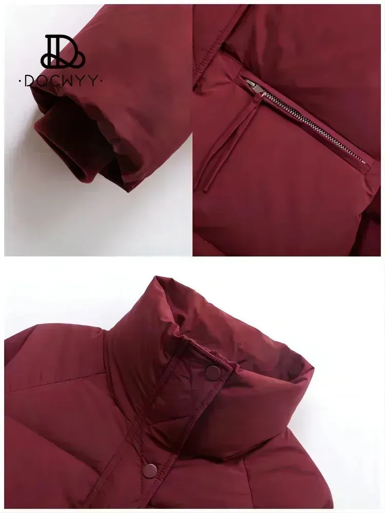 Women's Short Cotton-Padded Coat New Fashion Stand Collar Thick Winter Jacket