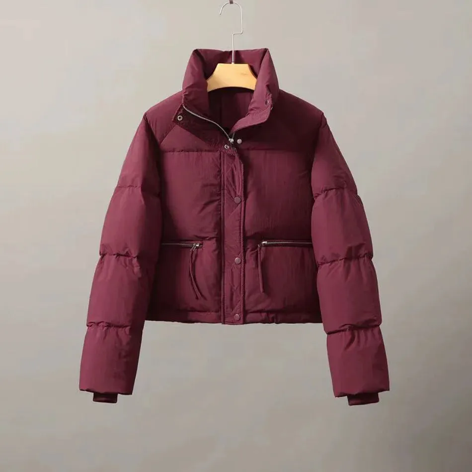 Women's Short Cotton-Padded Coat New Fashion Stand Collar Thick Winter Jacket