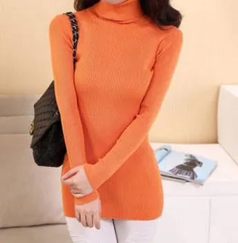 women's slim medium-long turtleneck sweater thickening sweater knitting sweater pattern