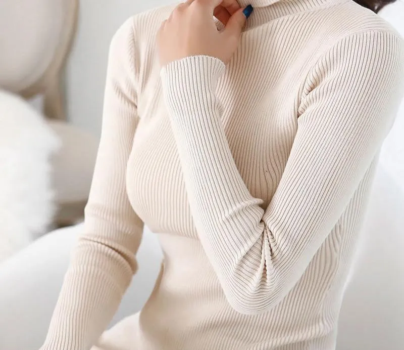 women's slim medium-long turtleneck sweater thickening sweater knitting sweater pattern