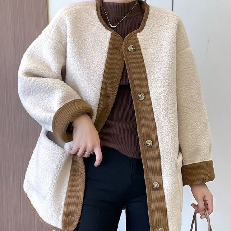 Women's Solid Button Down Coats with Pockets