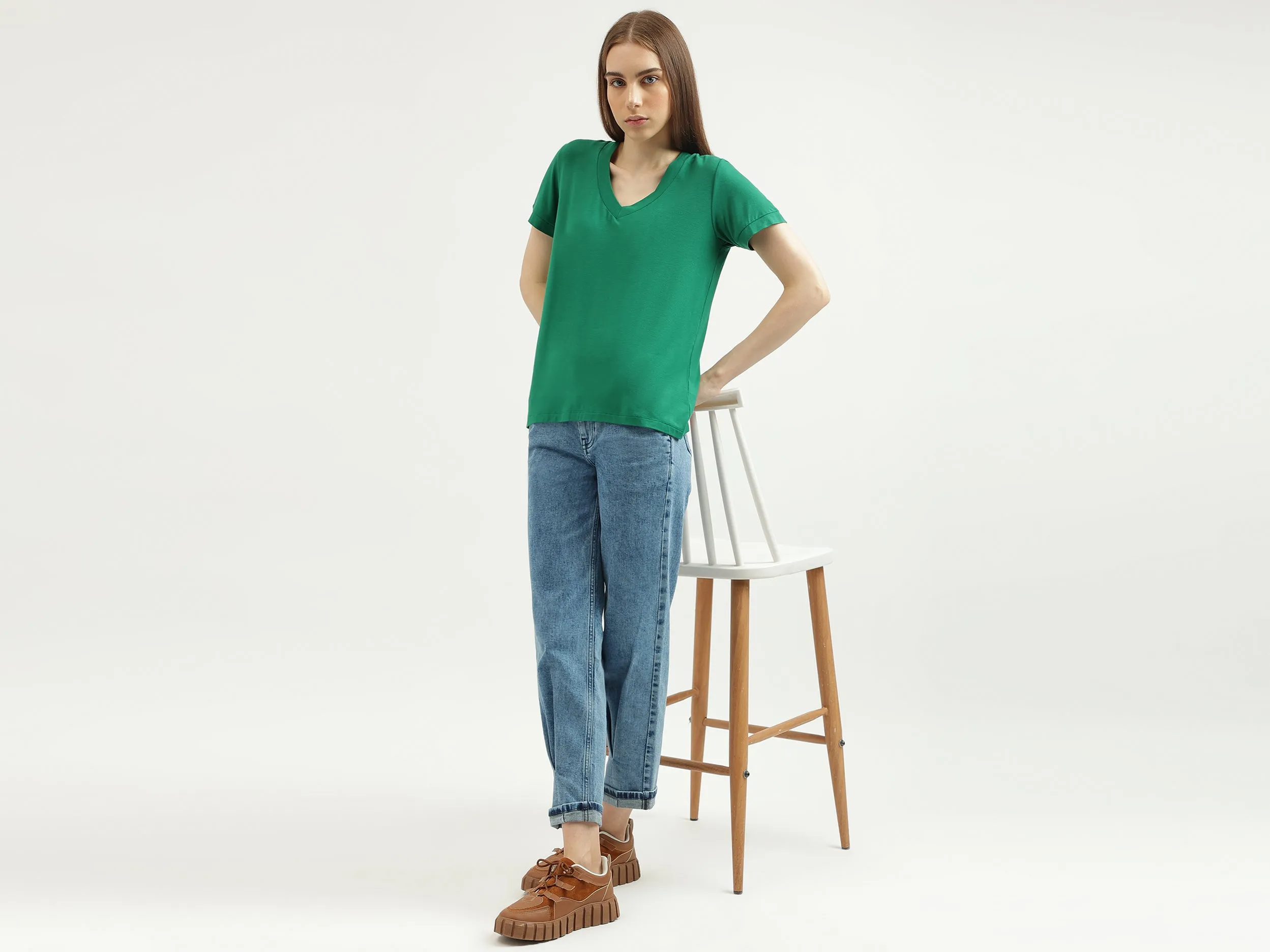 Women's Solid Regular Fit Jeans