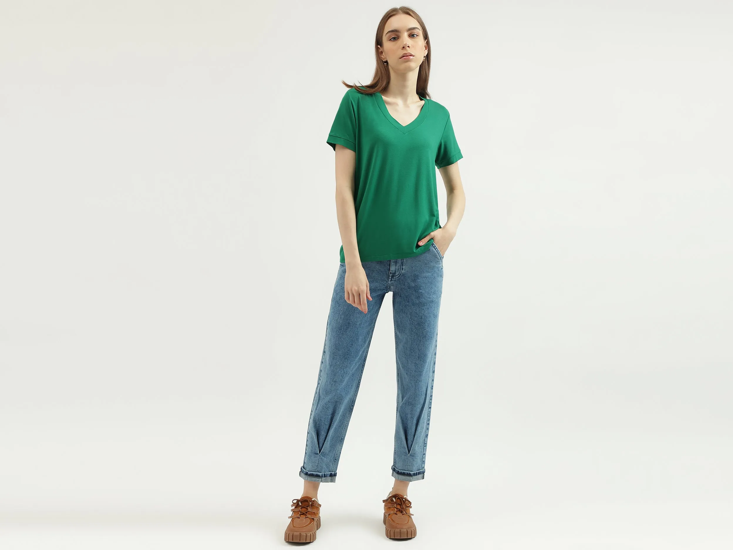 Women's Solid Regular Fit Jeans