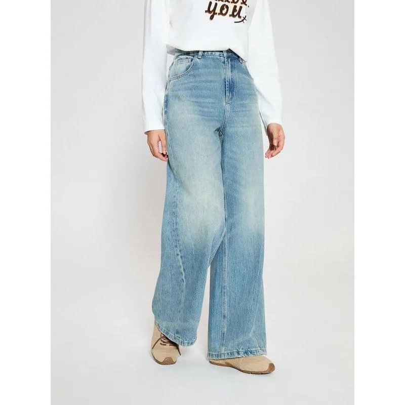Women's Two-tone High Waist Wide Leg Jeans