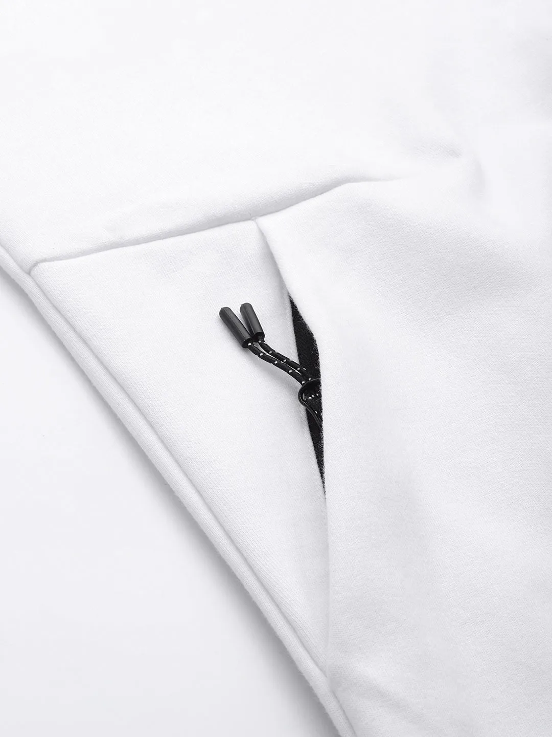 Women's White Solid Training or Gym Hooded Jacket