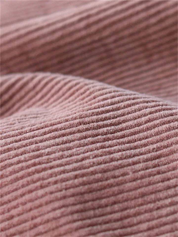 Women's Winter Candy Color Corduroy Mid-Length Cotton Coat