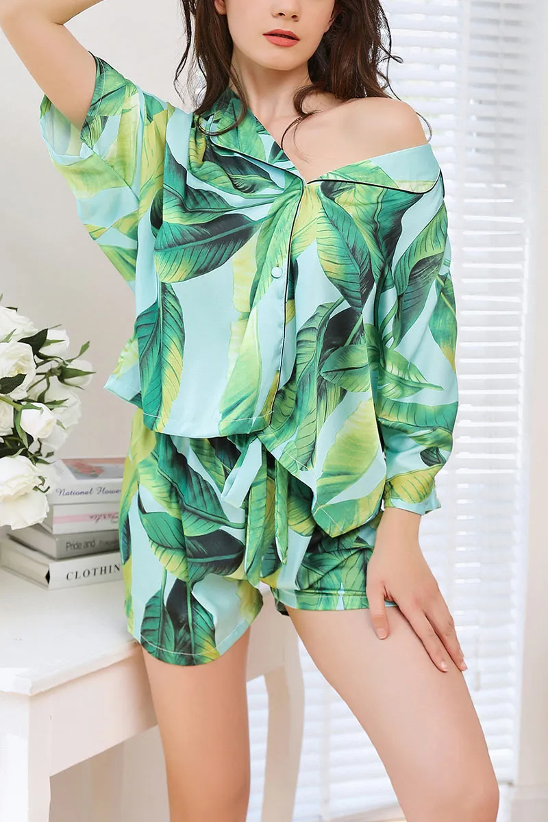 XK0204 Silky Shorts Pajamas Set