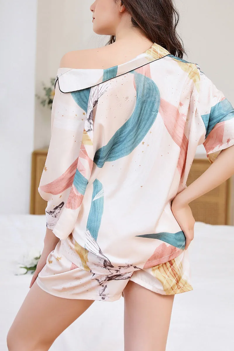 XK0204 Silky Shorts Pajamas Set