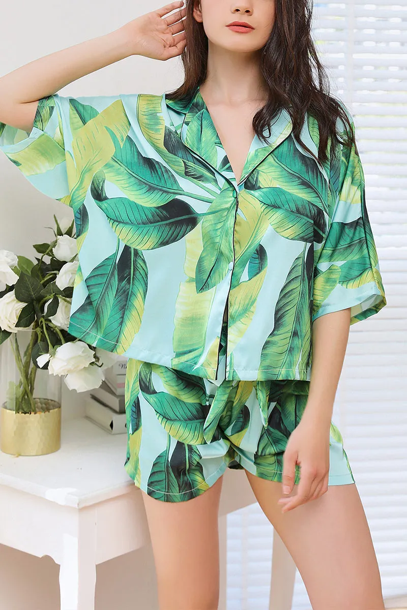 XK0204 Silky Shorts Pajamas Set