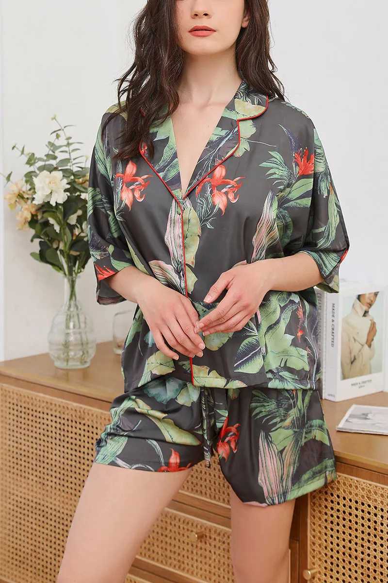 XK0204 Silky Shorts Pajamas Set
