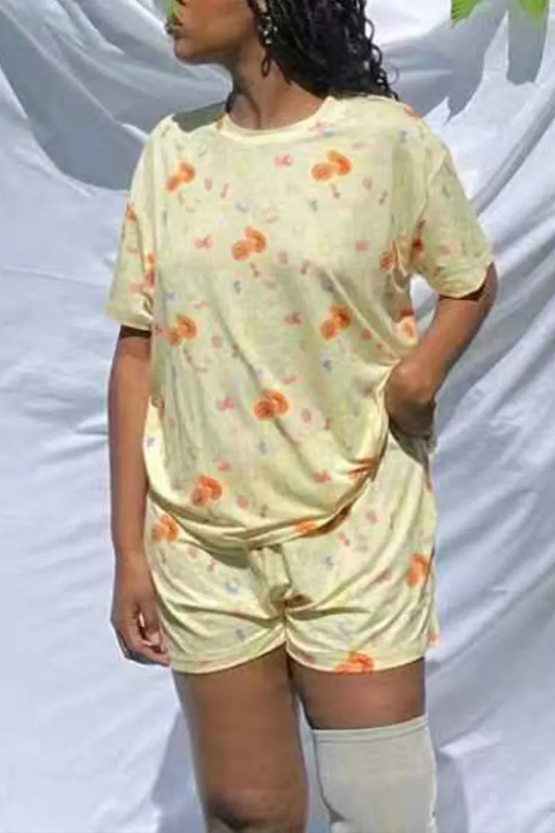 XK0371 Tee and Shorts Pajamas Set