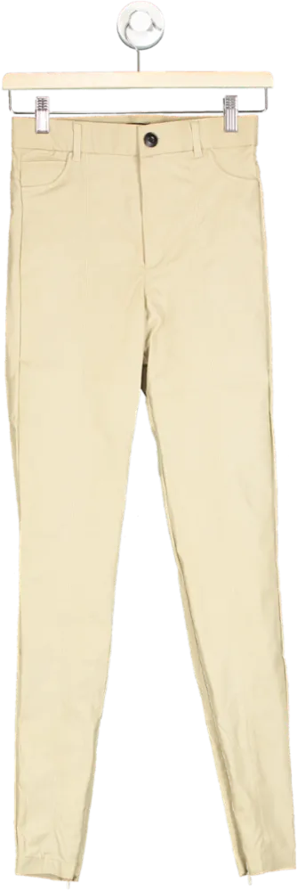 Zara Beige Skinny Coated Trousers EU S
