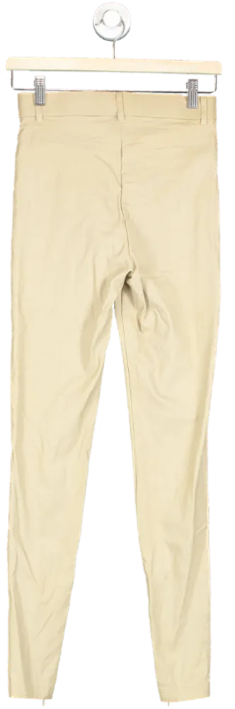 Zara Beige Skinny Coated Trousers EU S
