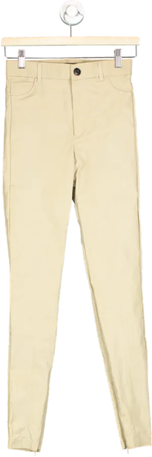 Zara Beige Skinny Coated Trousers EU S