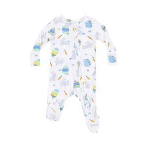 Zipper Footie | Blue Easter Bunnies