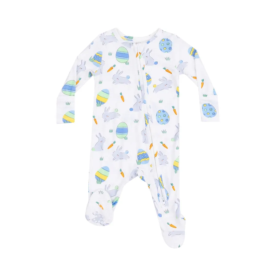 Zipper Footie | Blue Easter Bunnies